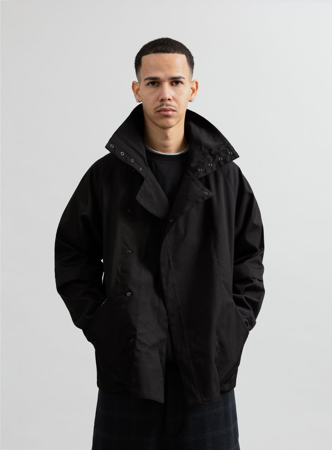 Parachute Parka in Black Grained Nylon