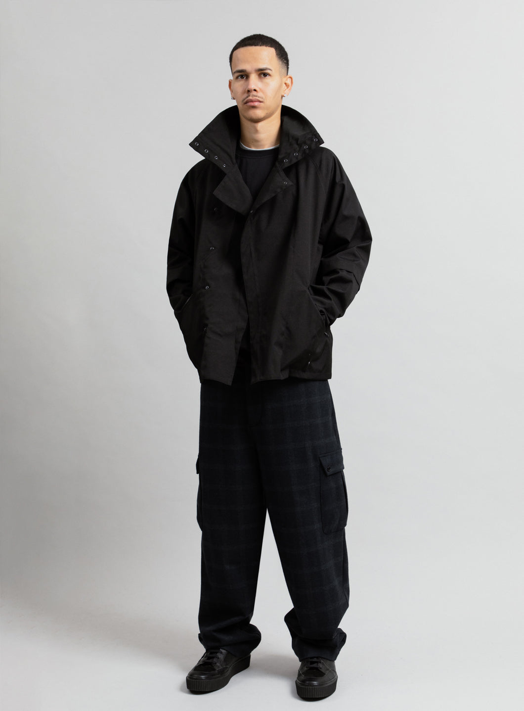 Parachute Parka in Black Grained Nylon