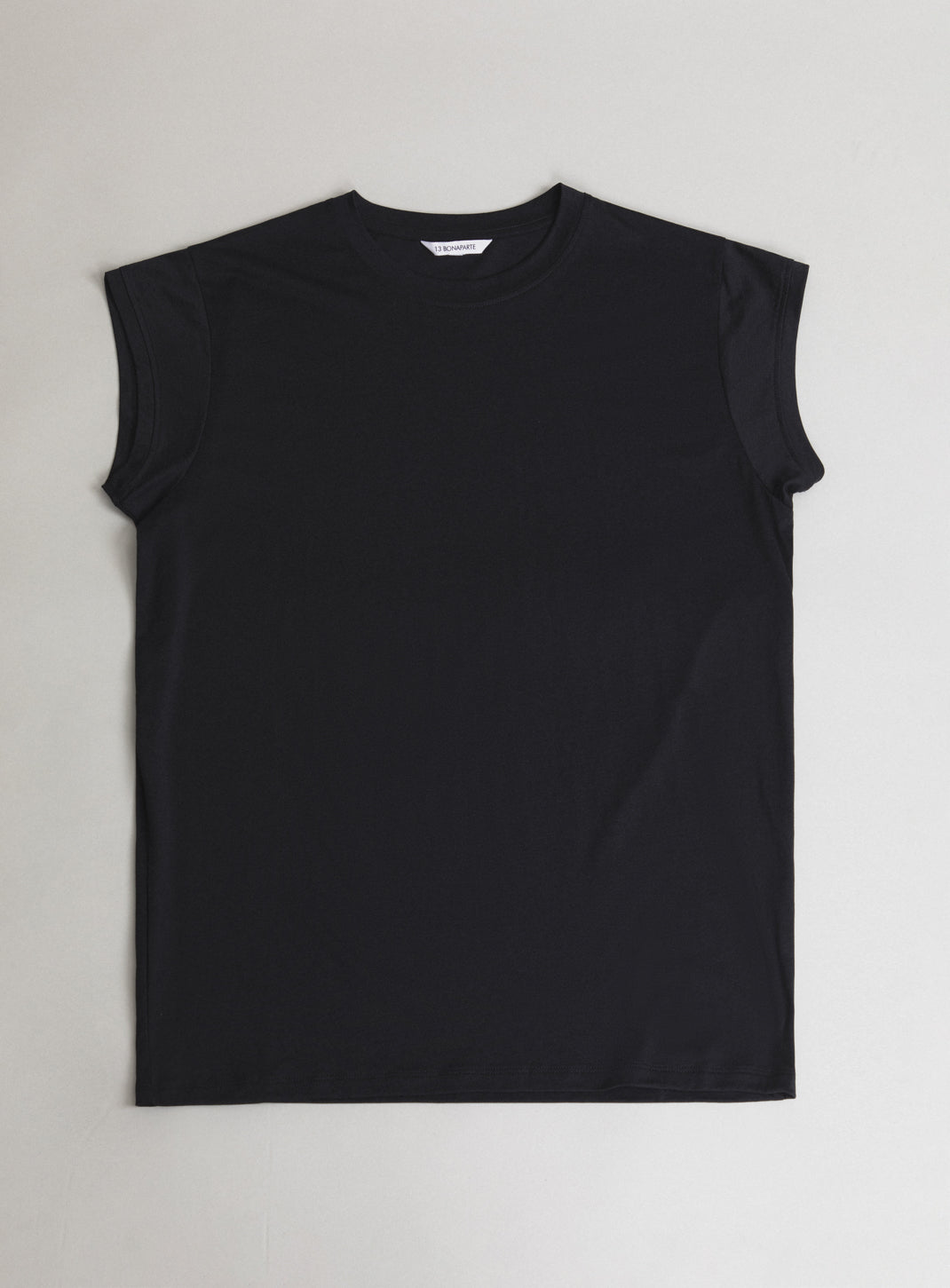 Sleeveless T-Shirt in Black Eucalyptus & Cotton