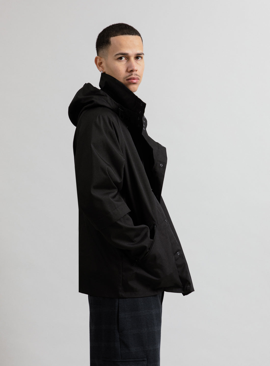 Parachute Parka in Black Grained Nylon