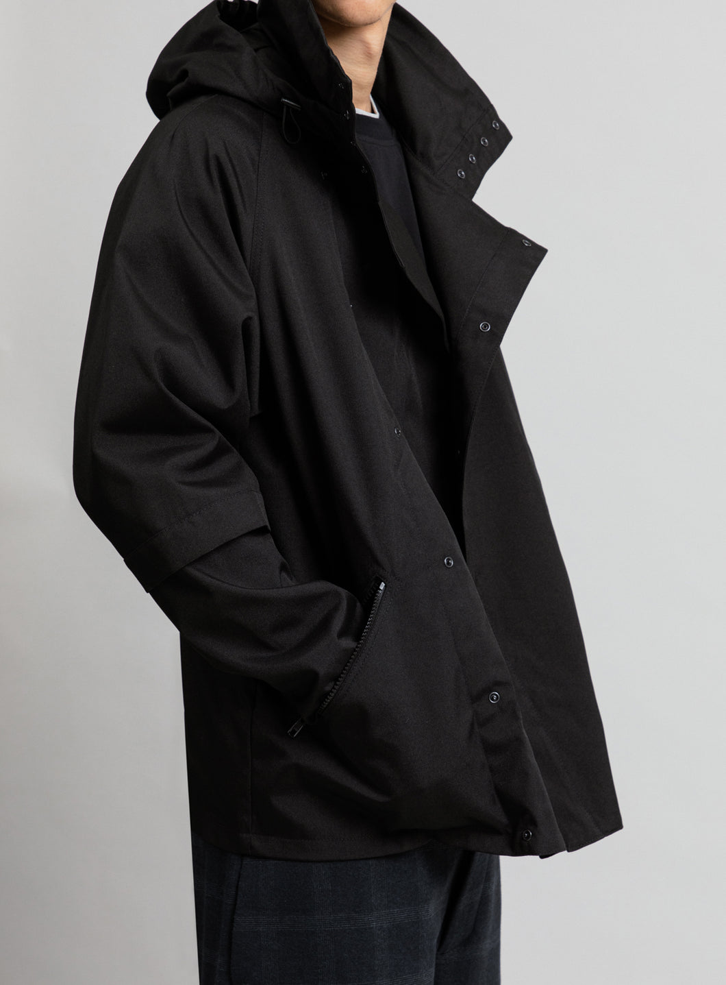 Parachute Parka in Black Grained Nylon