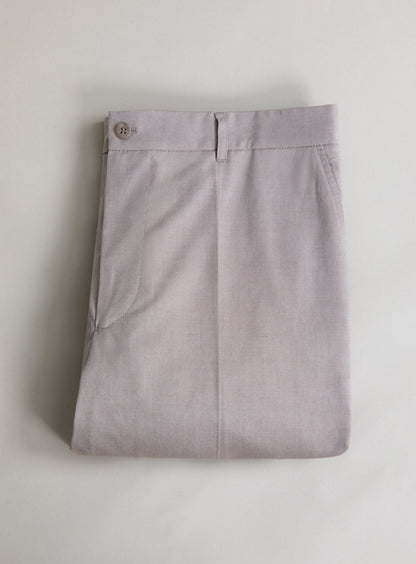 Cuffed Pants in Greige Oxford