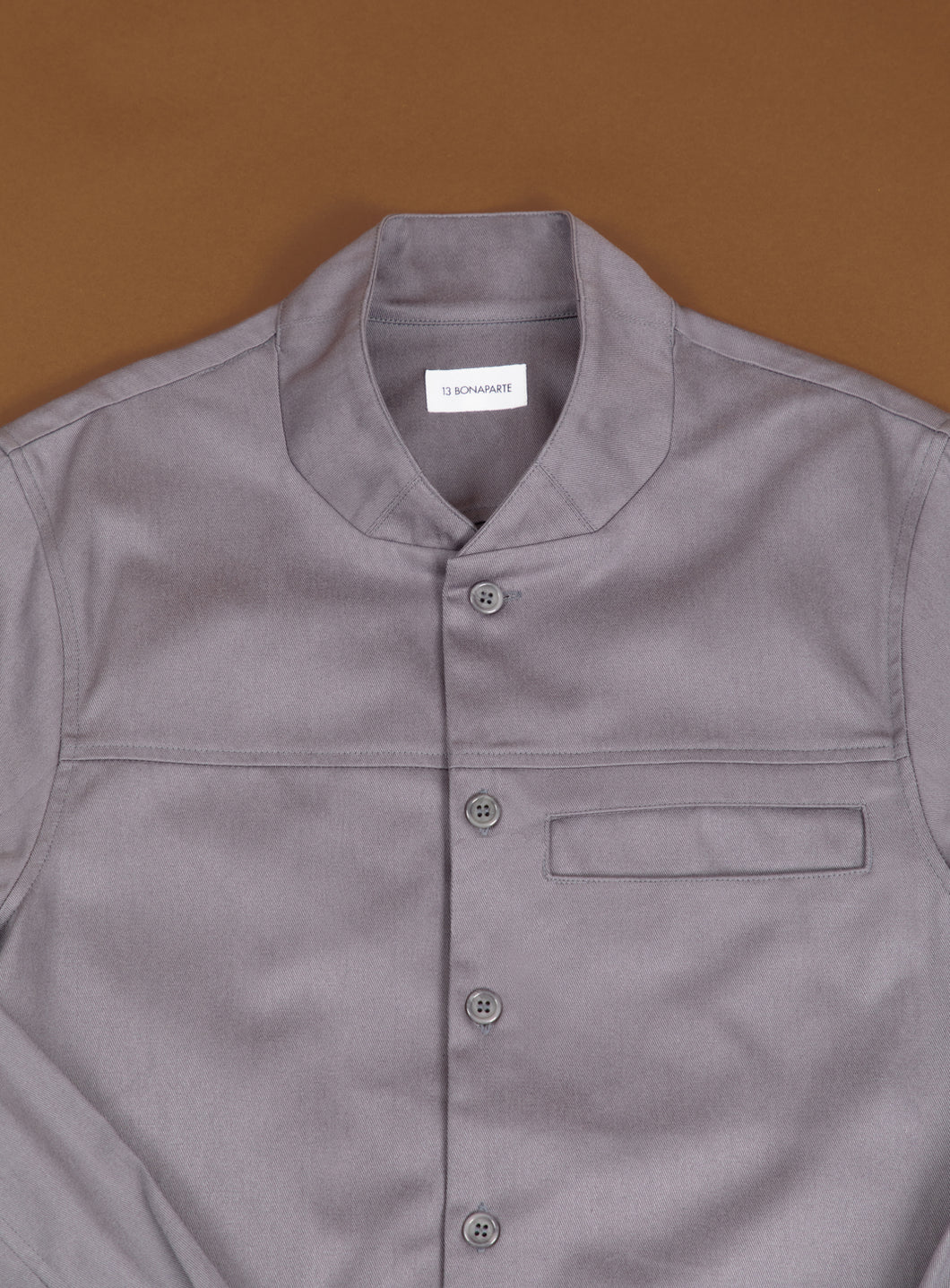 Murano Collar Overshirt in Grey Cotton Gabardine