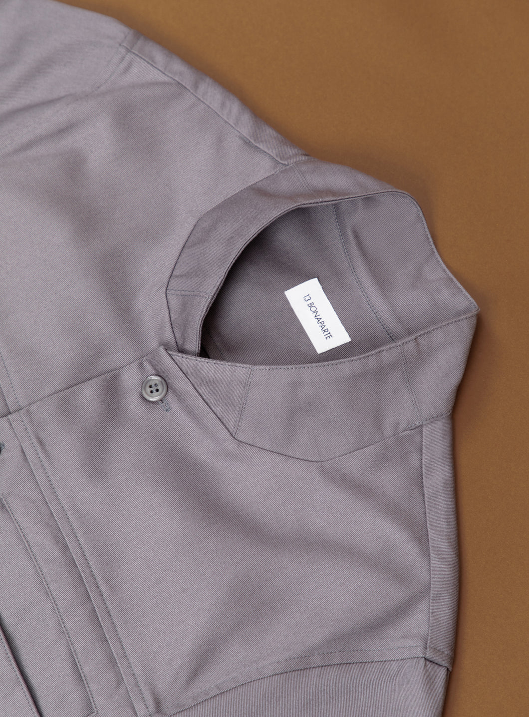 Murano Collar Overshirt in Grey Cotton Gabardine