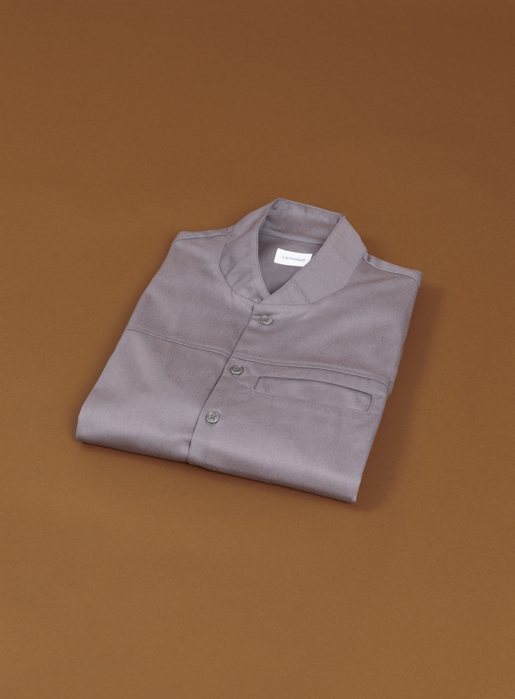 Murano Collar Overshirt in Grey Cotton Gabardine