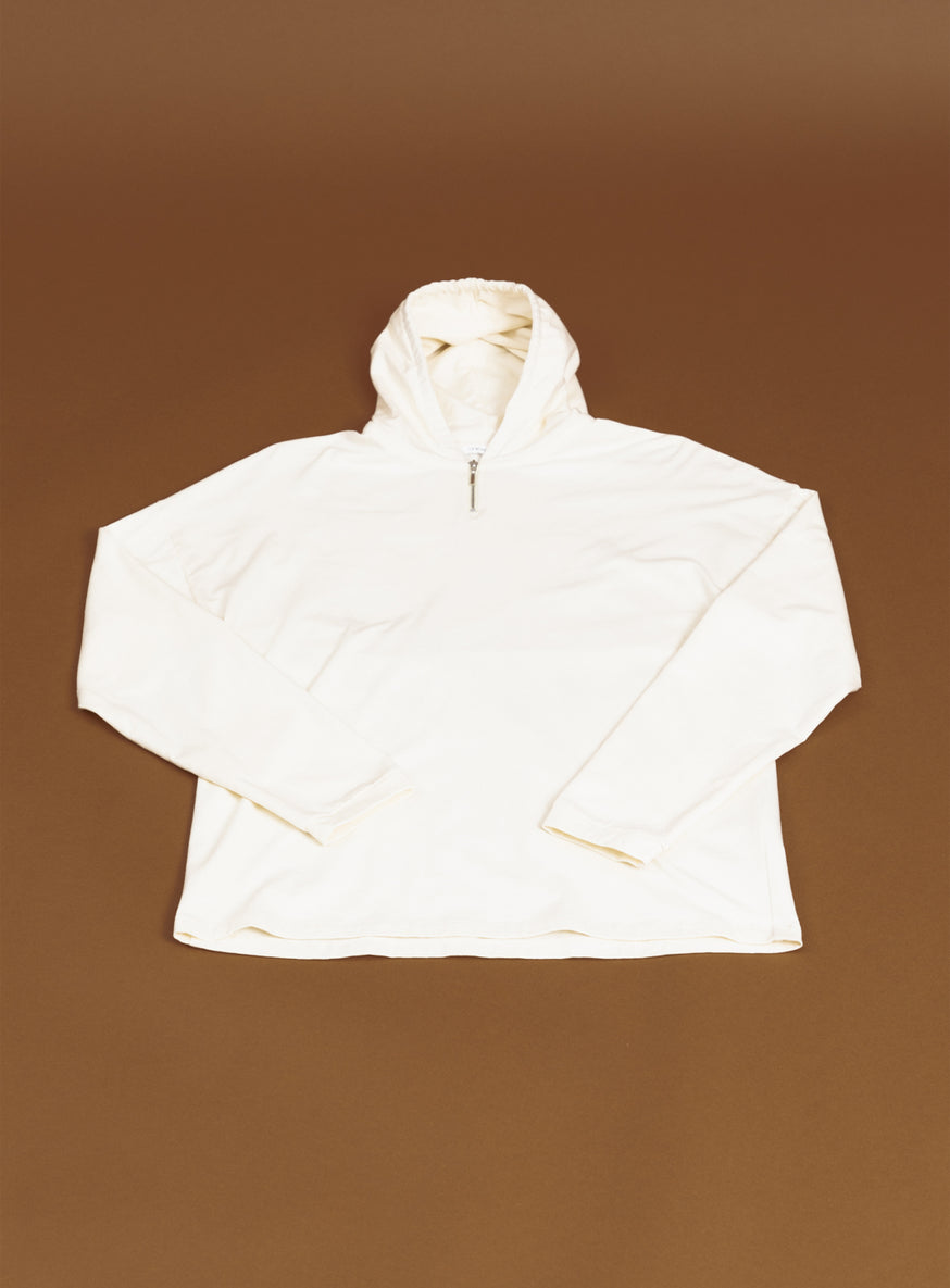 Hooded T-Shirt in Ivory Cotton & Elastane