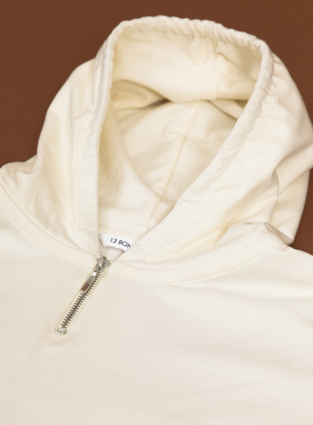 Hooded T-Shirt in Ivory Cotton & Elastane