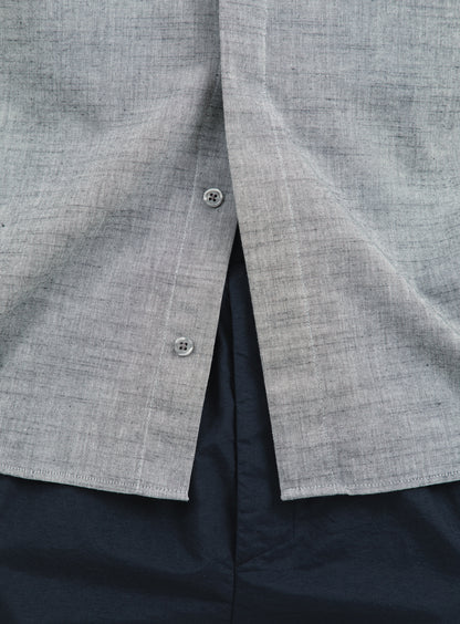 Shirt with Front Cuts in Heather Grey Cotton Veil