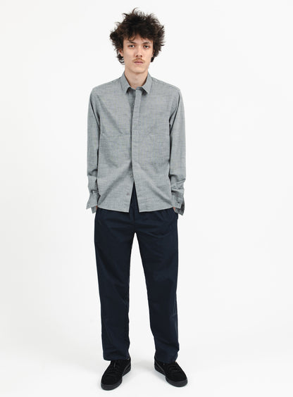 Shirt with Front Cuts in Heather Grey Cotton Veil