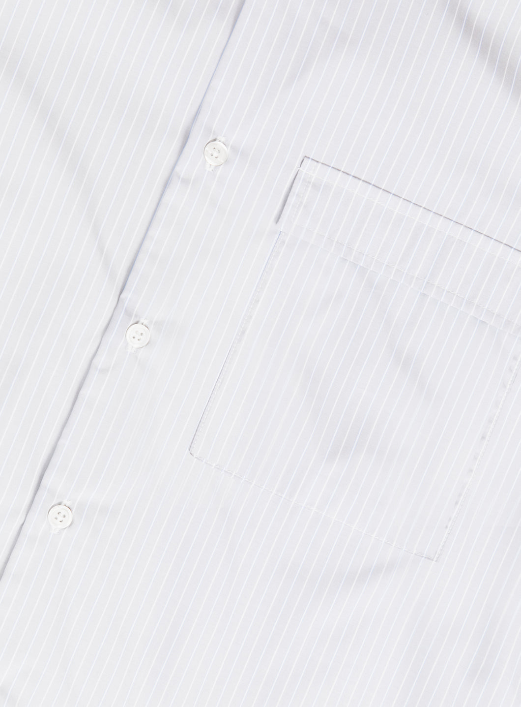 Shirt with Chest Pocket in Light Grey Poplin with Blue Fine Stripes