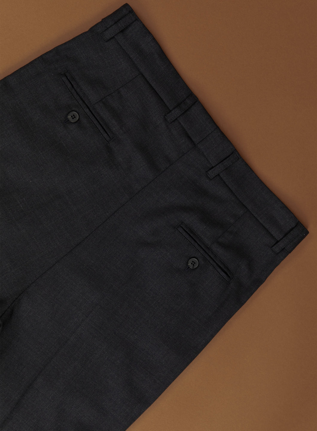 Pants with Zipped Pockets in Dark Grey Cool Wool