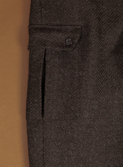 Cargo Pants in Chocolate 100% Italian Wool
