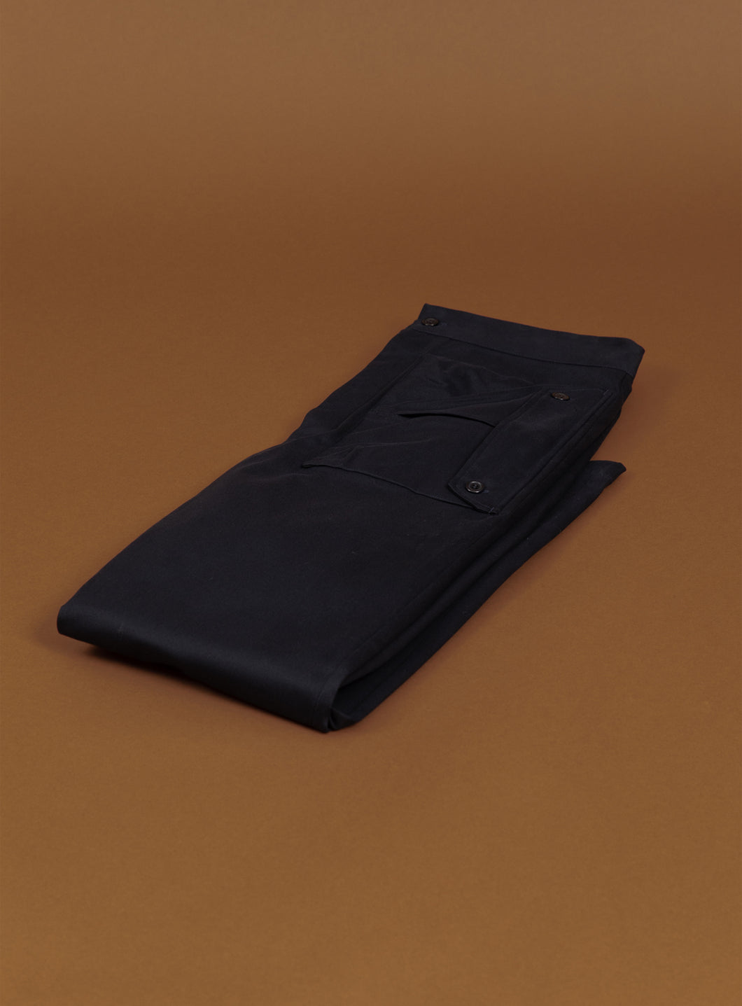 Pants with Envelope Pockets in Navy Blue Cotton Gabardine