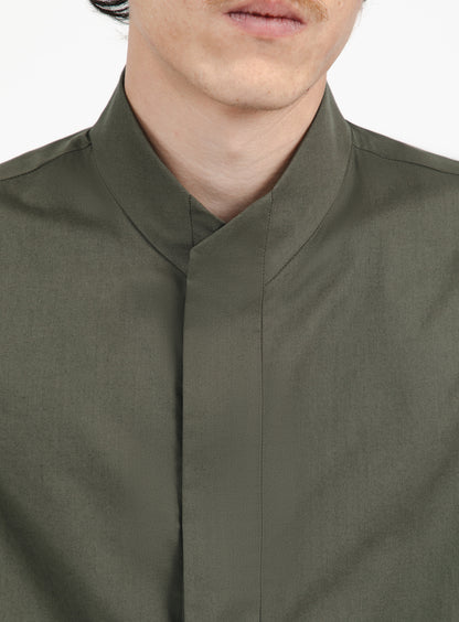 Origami Collar Shirt in Olive Poplin