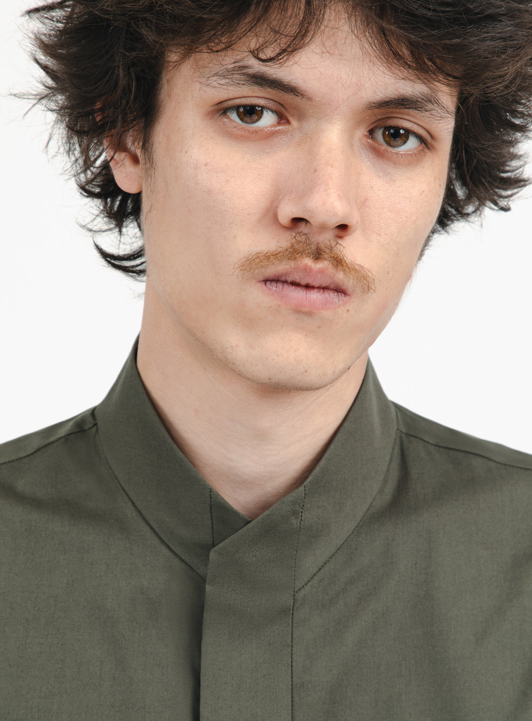 Origami Collar Shirt in Olive Poplin