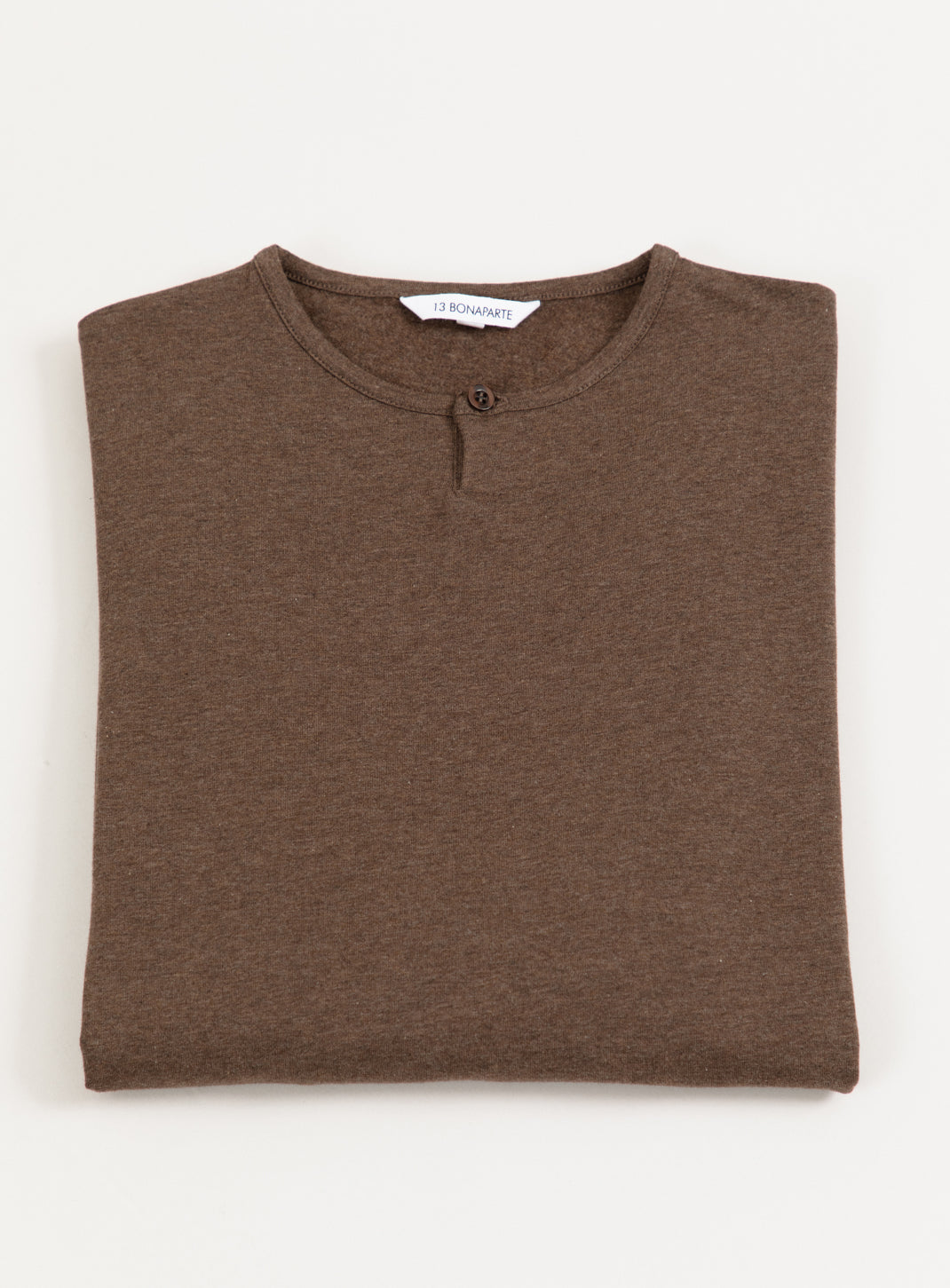 1 Button T-Shirt in Heather Chocolate Cotton & Elastane