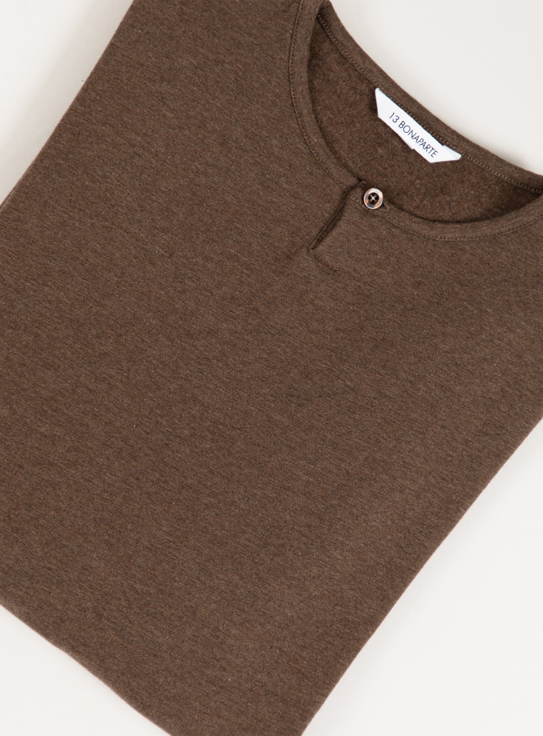 1 Button T-Shirt in Heather Chocolate Cotton & Elastane