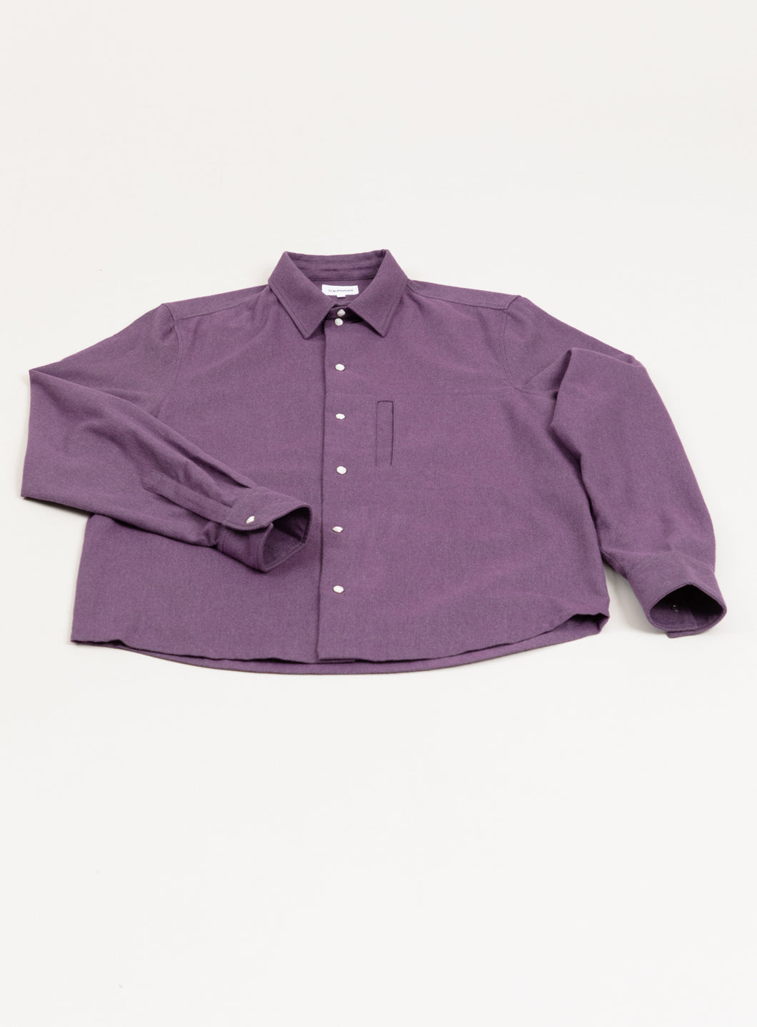 Window Pocket Overshirt in Purple Cotton Flannel