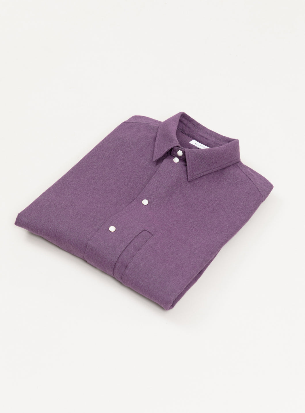 Window Pocket Overshirt in Purple Cotton Flannel