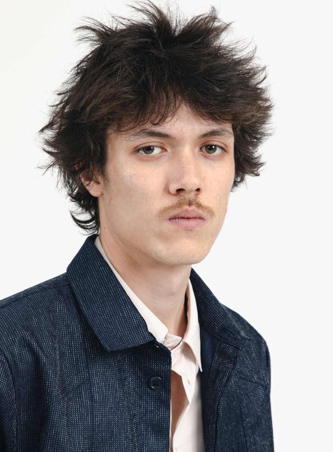 Lines Overshirt in Navy Blue Technical End-on-End