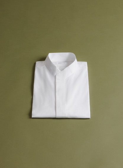 Origami Collar Shirt in White Poplin