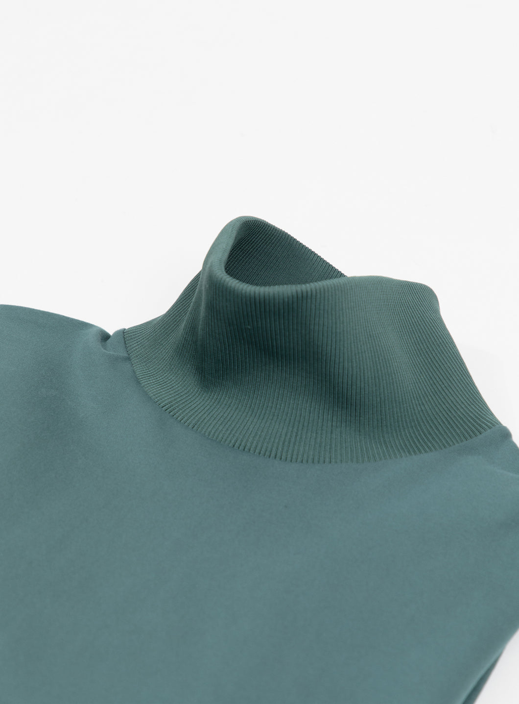 Ribbed High Neck Sweatshirt in Petrol Blue Technical Knit