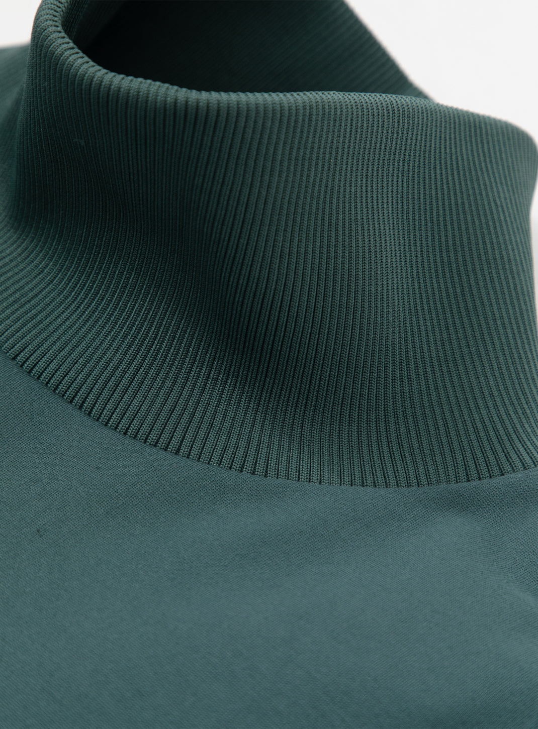 Ribbed High Neck Sweatshirt in Petrol Blue Technical Knit