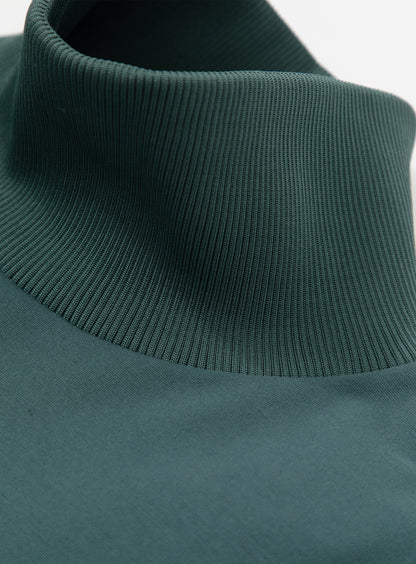 Ribbed High Neck Sweatshirt in Petrol Blue Technical Knit