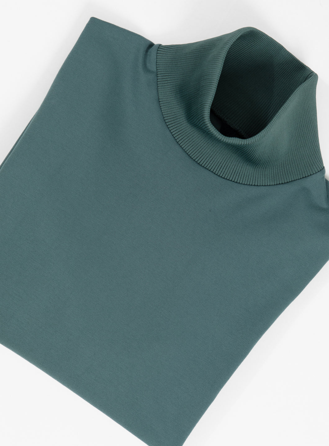 Ribbed High Neck Sweatshirt in Petrol Blue Technical Knit