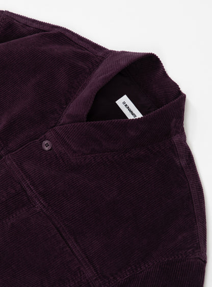 False Collar Jacket in Eggplant Corduroy