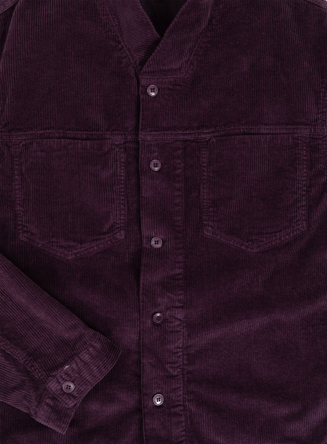 False Collar Jacket in Eggplant Corduroy