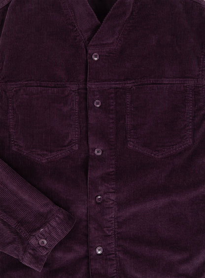 False Collar Jacket in Eggplant Corduroy