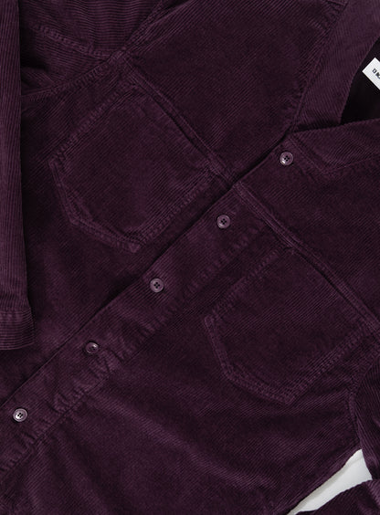 False Collar Jacket in Eggplant Corduroy