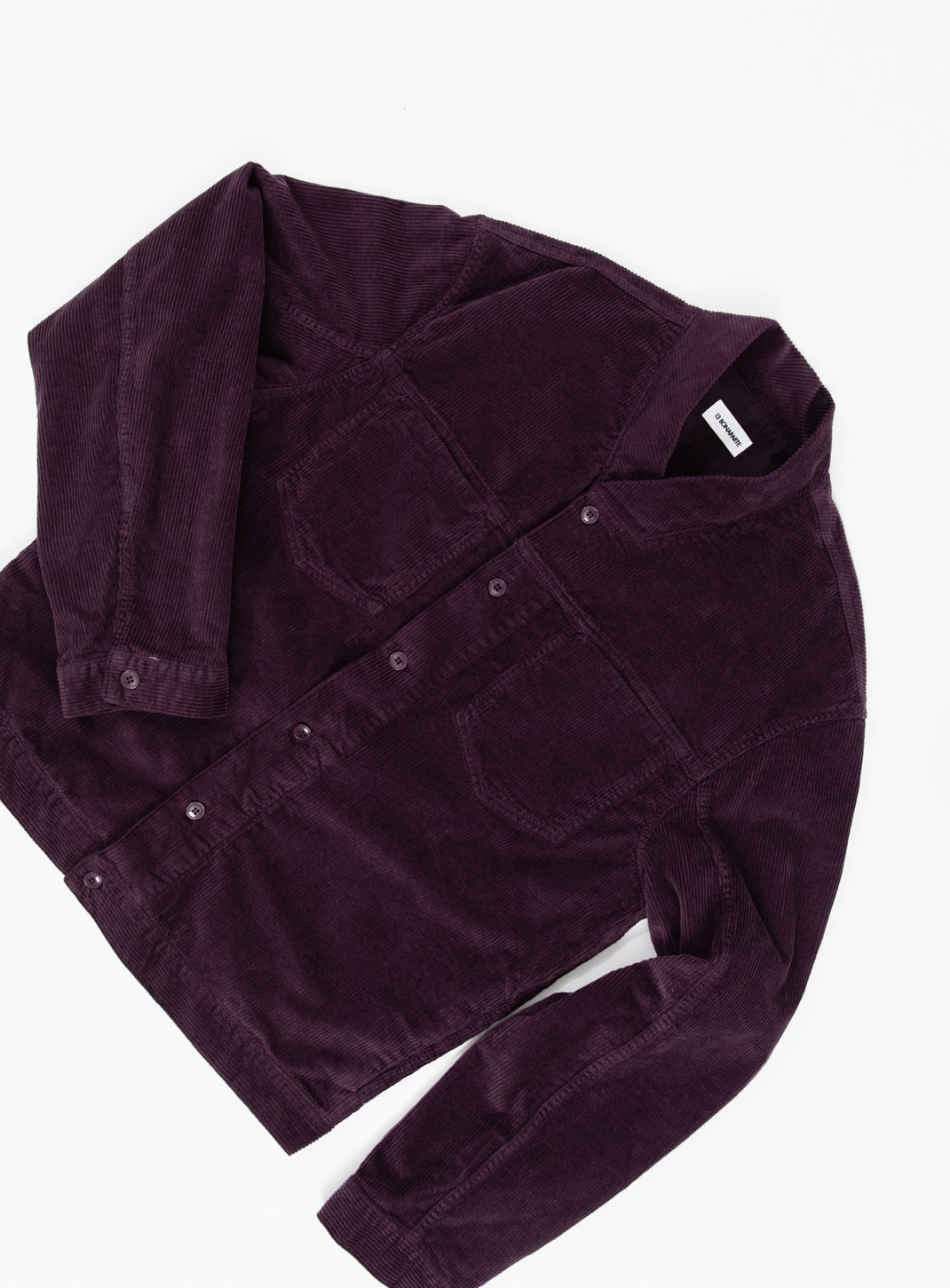 False Collar Jacket in Eggplant Corduroy