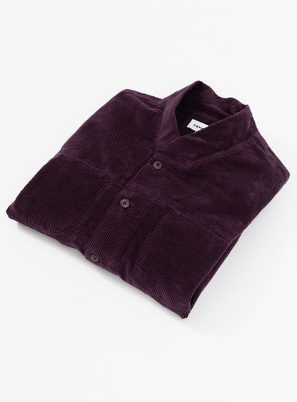 False Collar Jacket in Eggplant Corduroy