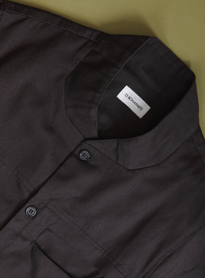 Murano Collar Overshirt in Ink Cotton Gabardine