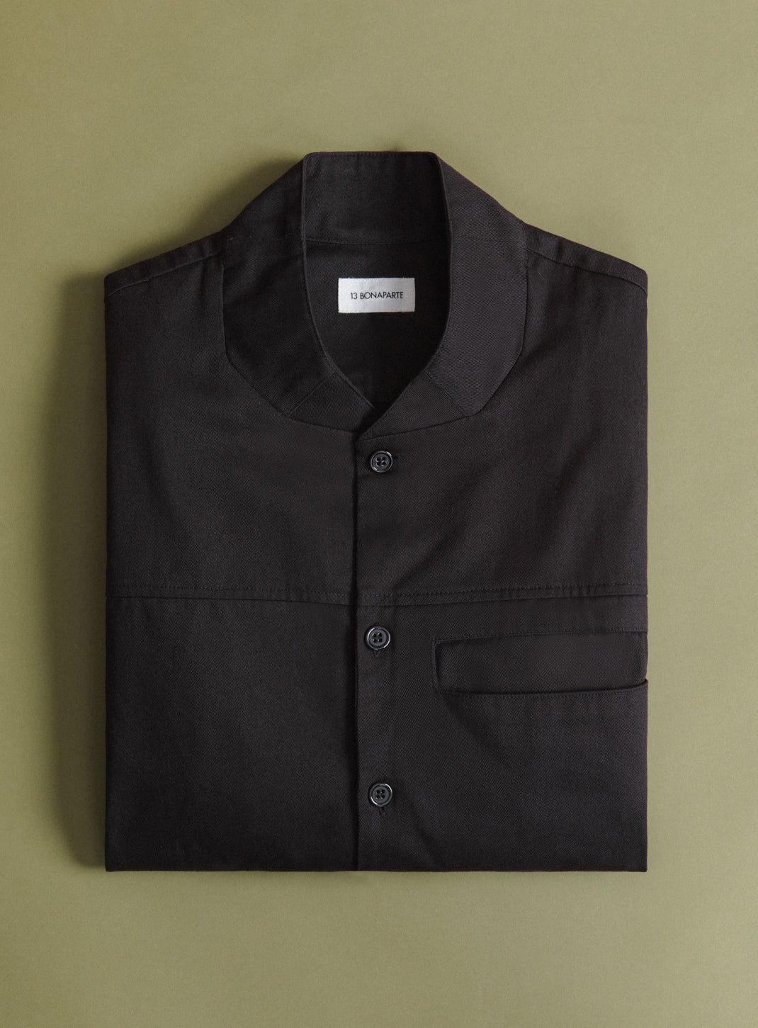 Murano Collar Overshirt in Ink Cotton Gabardine