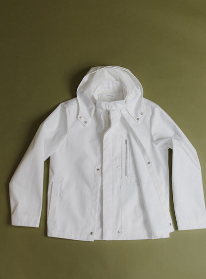 Multi Pockets Flapped Parka in White Waterproof Teflon