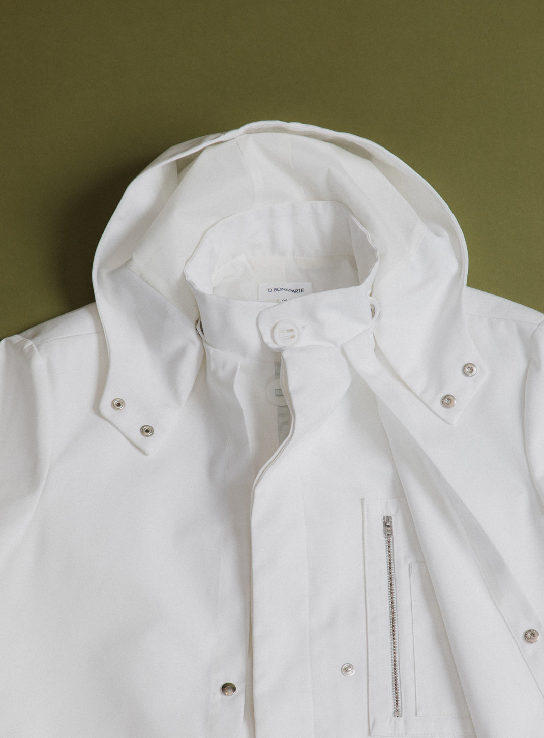Multi Pockets Flapped Parka in White Waterproof Teflon