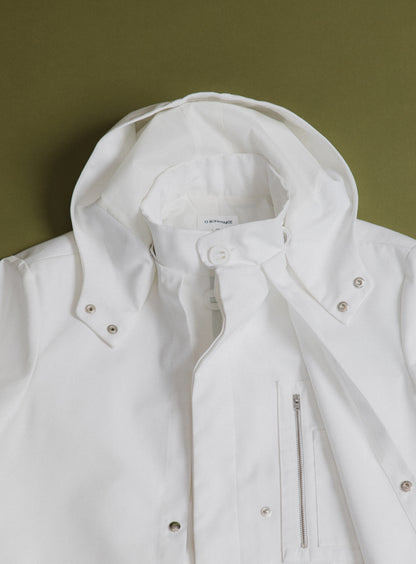 Multi Pockets Flapped Parka in White Waterproof Teflon