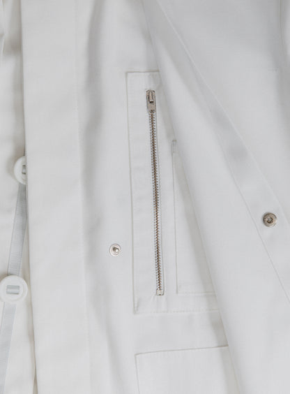 Multi Pockets Flapped Parka in White Waterproof Teflon