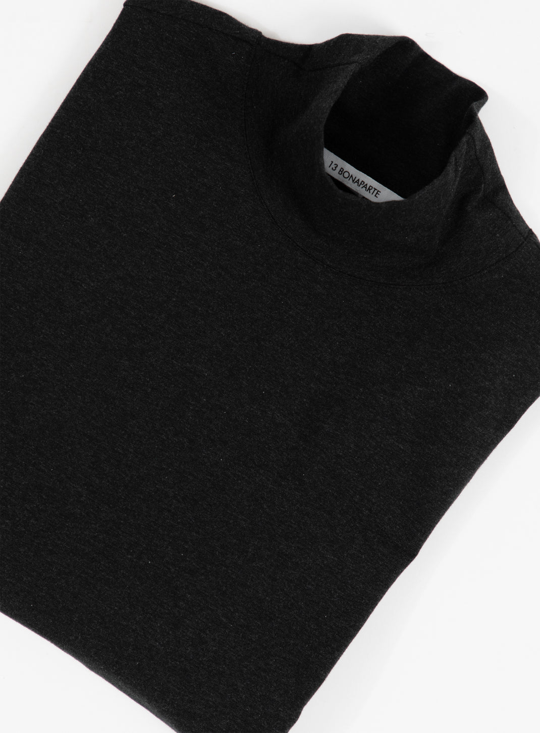 Funnel Neck Undershirt in Heather Dark Grey Cotton & Elastane