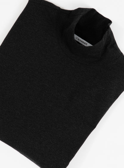 Funnel Neck Undershirt in Heather Dark Grey Cotton & Elastane