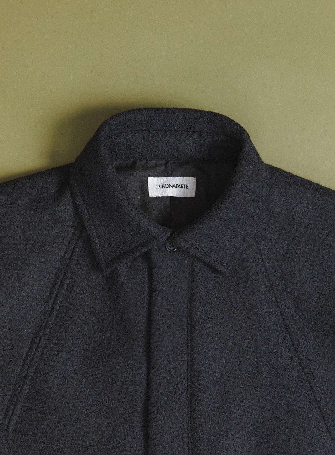 Bomber Jacket with Italian Collar in Navy Blue Wool & Cashmere