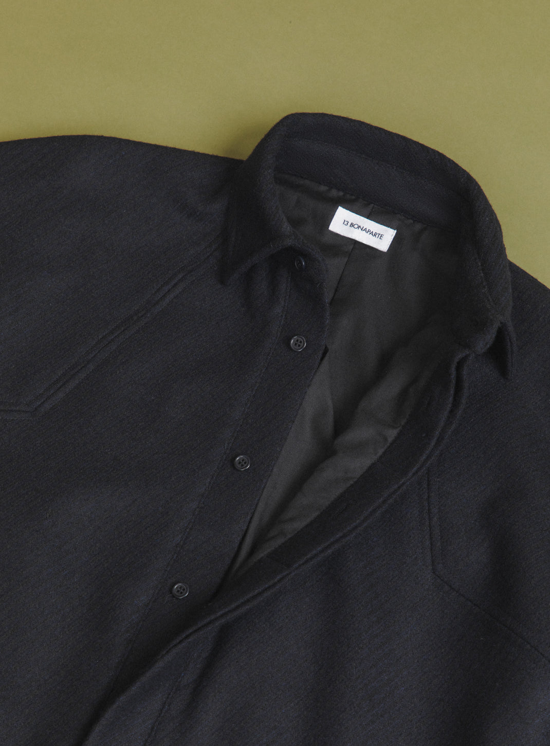 Bomber Jacket with Italian Collar in Navy Blue Wool & Cashmere