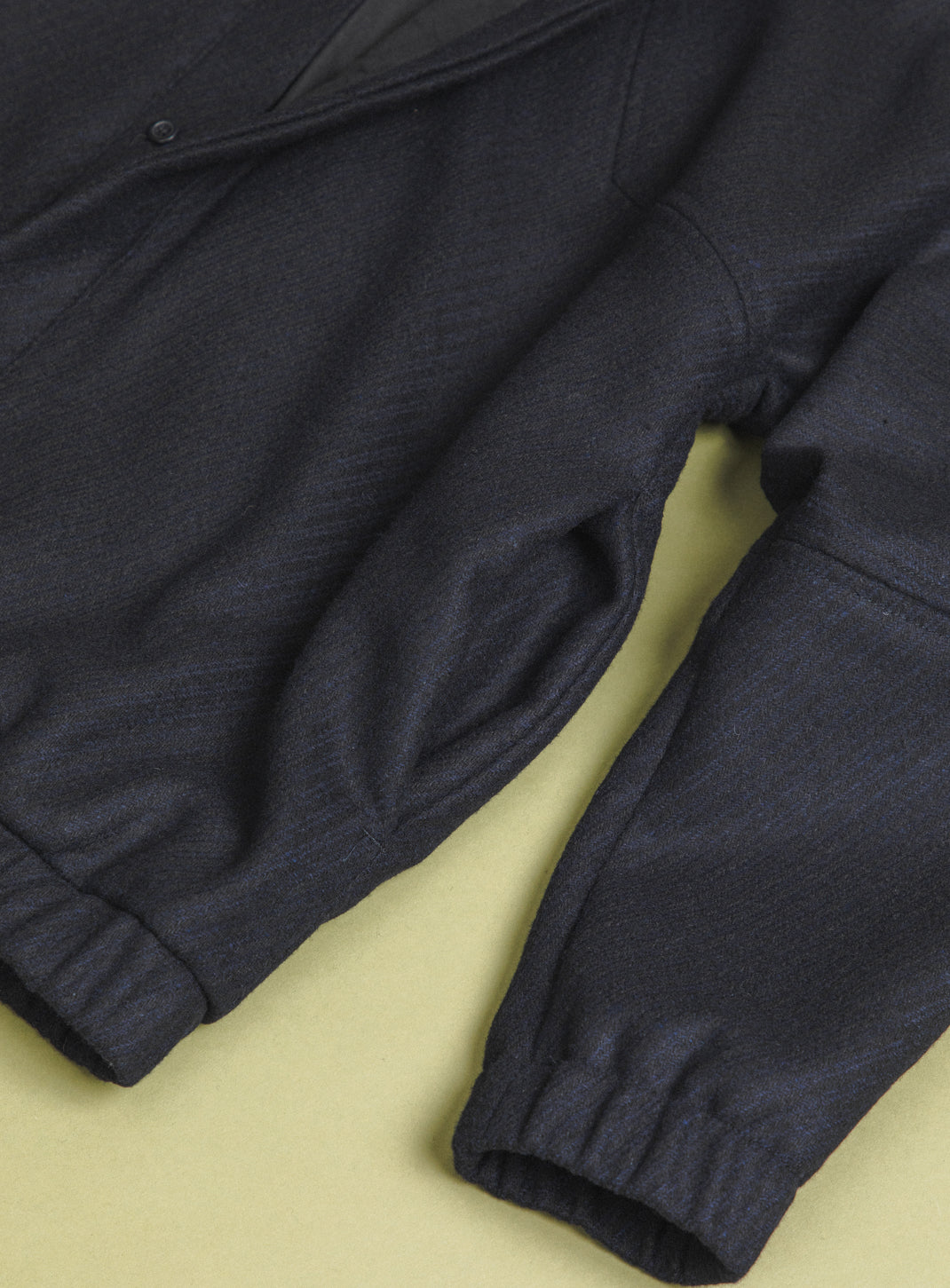 Bomber Jacket with Italian Collar in Navy Blue Wool & Cashmere
