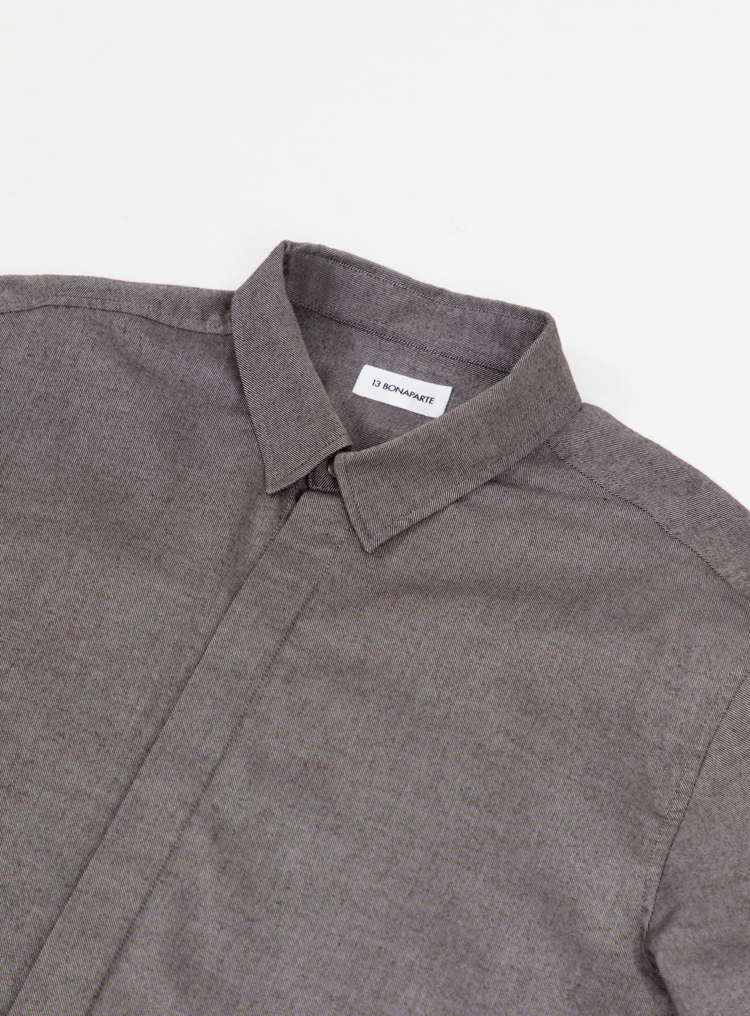 Overshirt with Poplin Yoke in Dark Grey Cotton Flannel