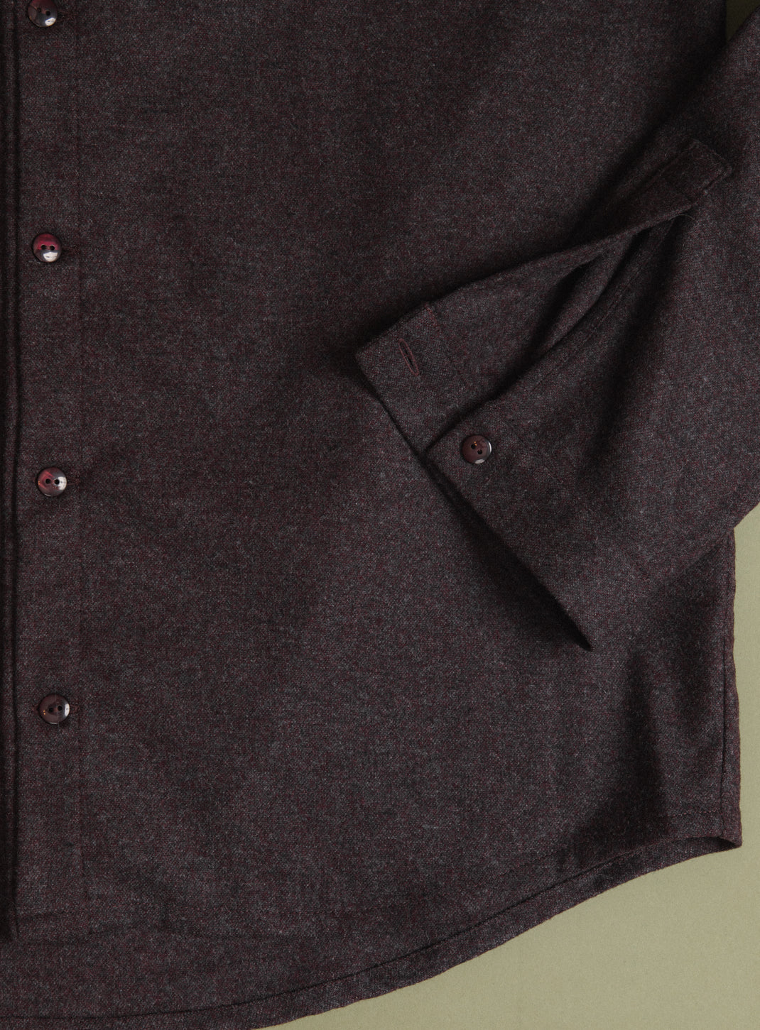 Pleated Tab Overshirt in Heather Burgundy Flannel Wool