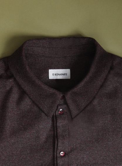 Pleated Tab Overshirt in Heather Burgundy Flannel Wool