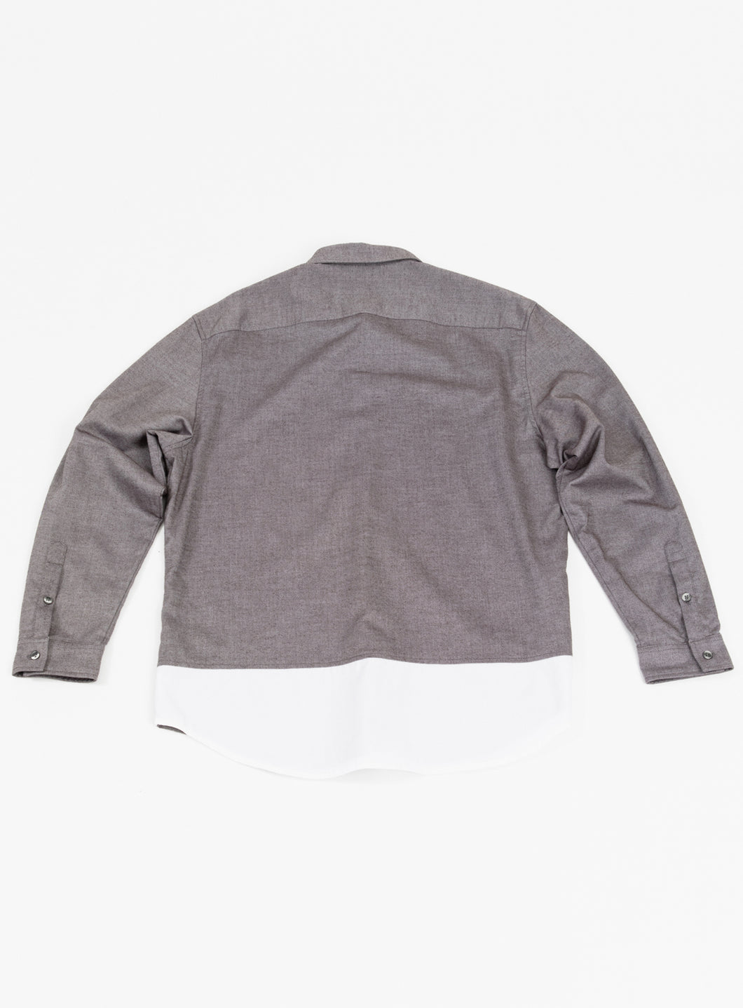 Overshirt with Poplin Yoke in Dark Grey Cotton Flannel